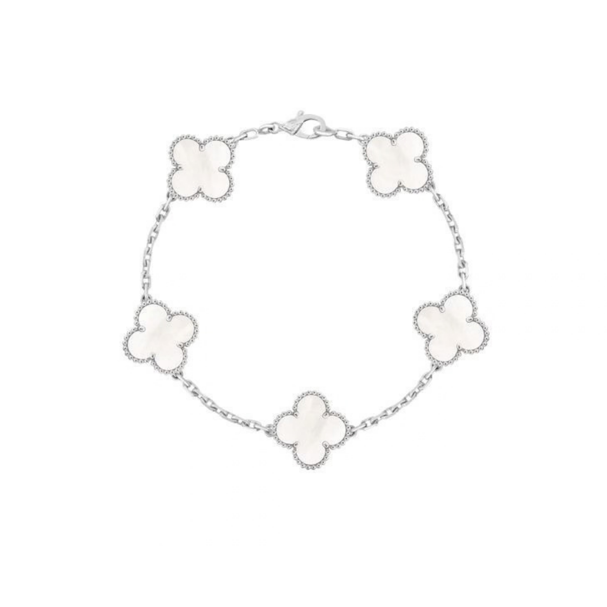 Yonca Model Bileklik Silver Beyaz