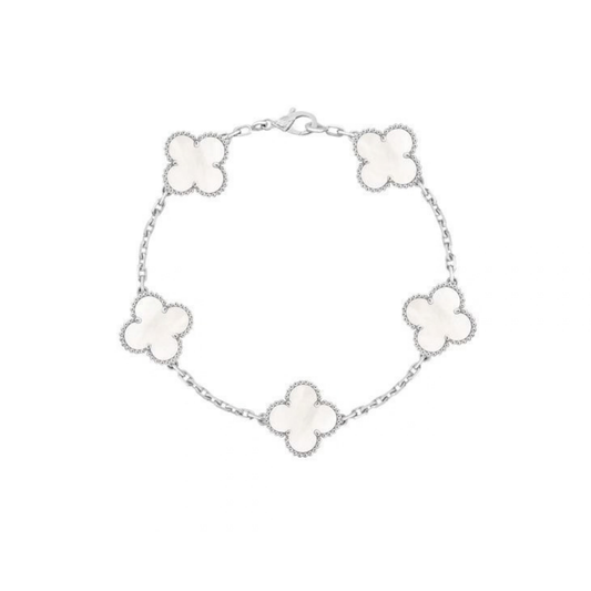 Yonca Model Bileklik Silver Beyaz