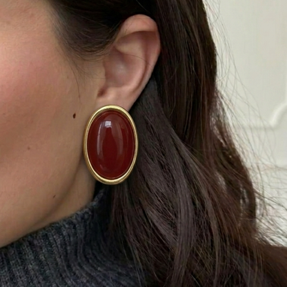Valen Bordo Küpe — 14 ayar altın görünümlü küpe | Ferlin Jewelry
