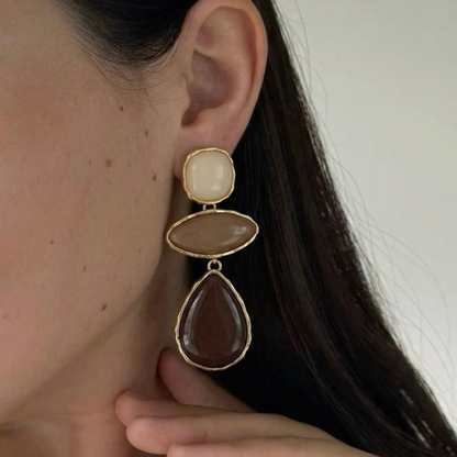 Royal Kahverengi Küpe — 14 ayar altın görünümlü küpe | Ferlin Jewelry