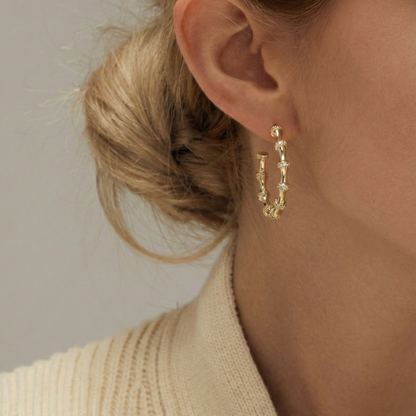 Kuyumcu Model Kemik VIP Küpe — 14 ayar altın görünümlü küpe | Ferlin Jewelry