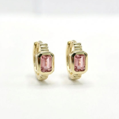 Pembe Taş Detaylı VIP Mini Küpe
