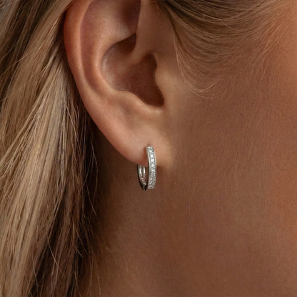 Taşlı L Küpe — 14 ayar altın görünümlü küpe | Ferlin Jewelry