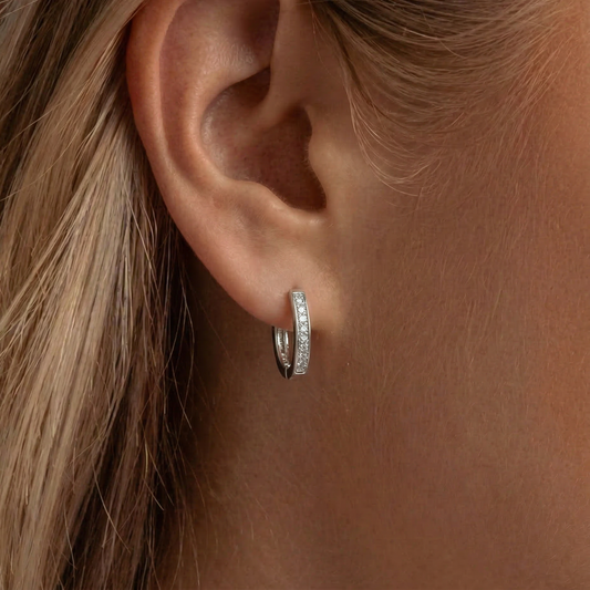 Taşlı L Küpe — 14 ayar altın görünümlü küpe | Ferlin Jewelry