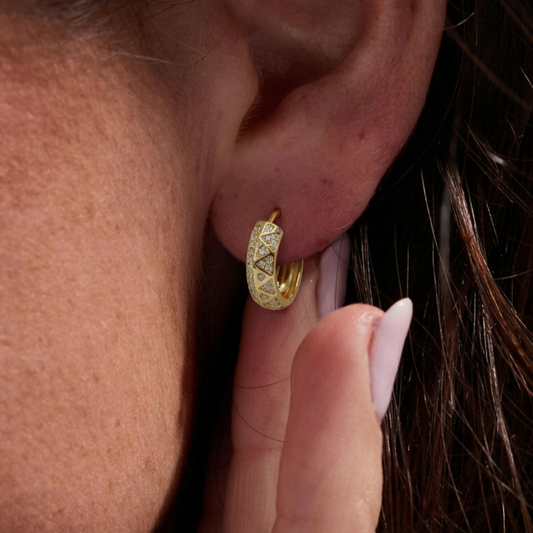 Taş Detaylı Lunelle Küpe — 14 ayar altın görünümlü küpe | Ferlin Jewelry