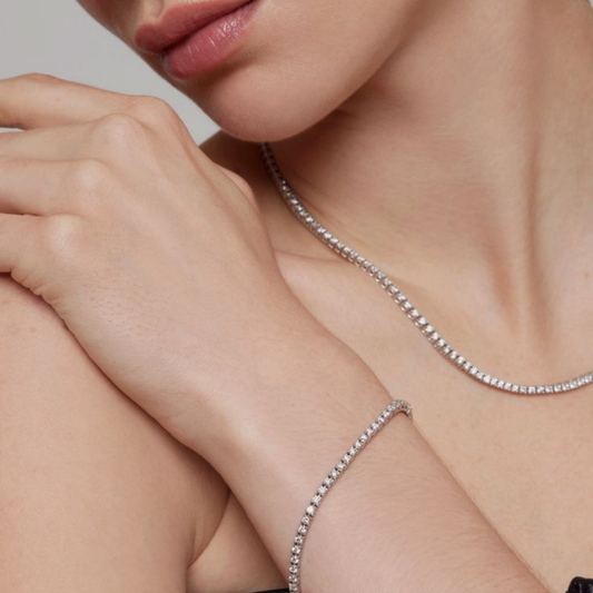 Dönme Yapmayan Silver Renk Su Yolu Kolye Bileklik Set  2mm