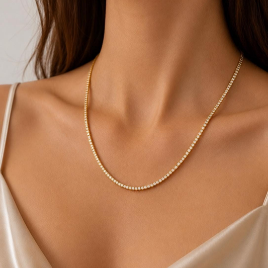 Dönme Yapmayan Gold Su Yolu Kolye Bileklik Set  1mm