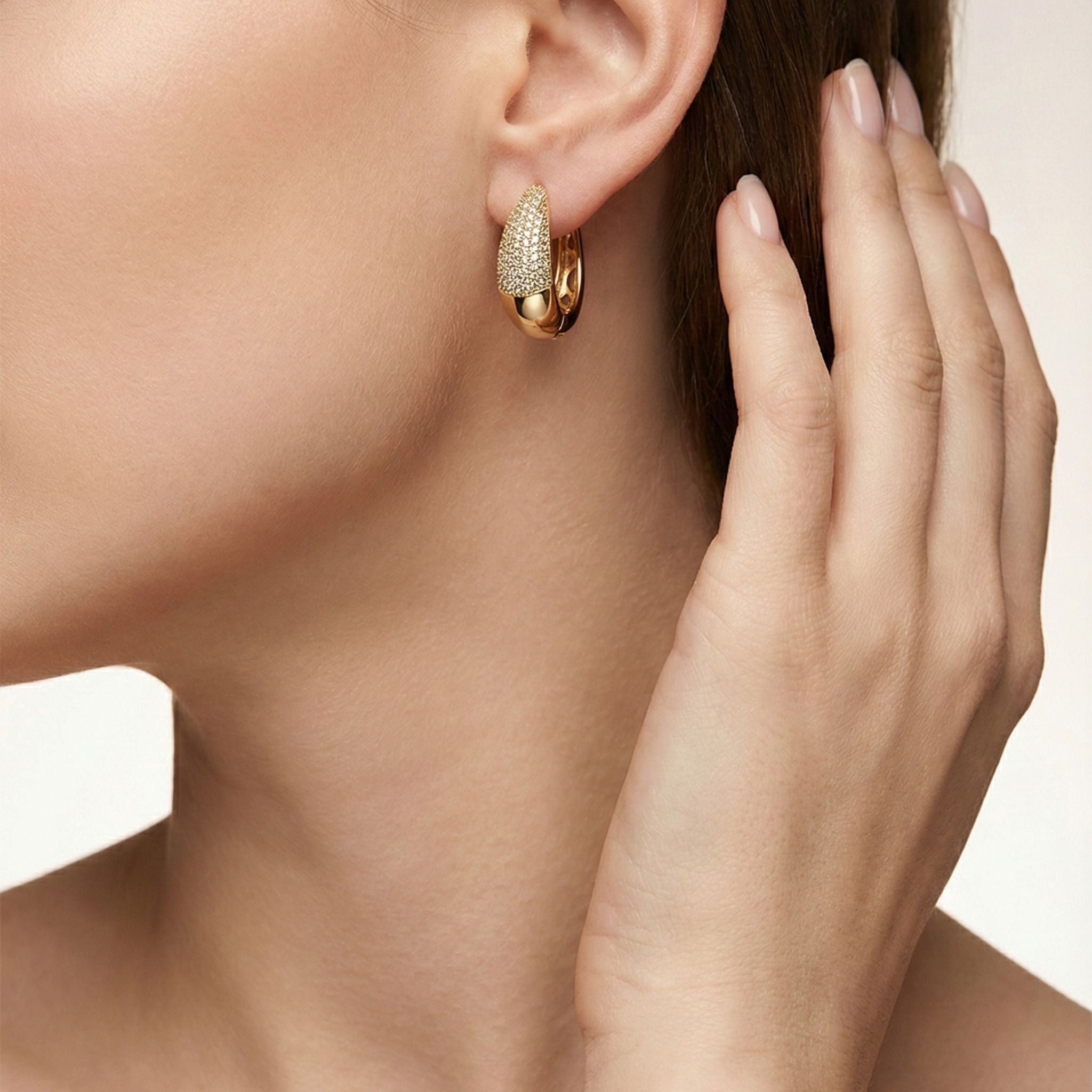14 Ayar Altın Görünümlü VIP Küpe — Model KP5A — 14 ayar altın görünümlü küpe | Ferlin Jewelry
