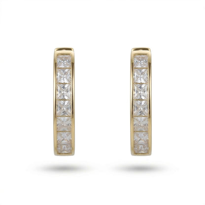 Helia Taş Detaylı L Küpe — 14 ayar altın görünümlü küpe | Ferlin Jewelry