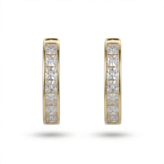 Helia Taş Detaylı L Küpe — 14 ayar altın görünümlü küpe | Ferlin Jewelry